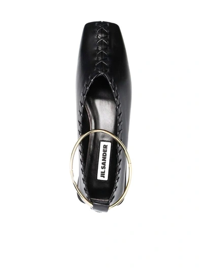 Jil Sander Ring Whipstitch-trimmed Leather Ballet Flats In Multi