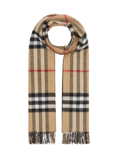 Shop Burberry Reversible Check Cashmere Scarf In Black
