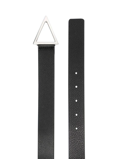 Shop Bottega Veneta Leather Belt With Triangular Buckle In Black
