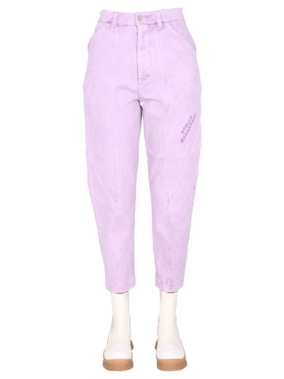 Shop Stella Mccartney Logo Embroidered Straight Leg Jeans In Purple
