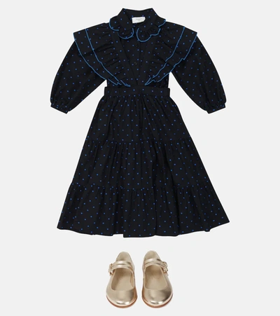 Shop Paade Mode Polka-dot Cotton-blend Skirt In Blue
