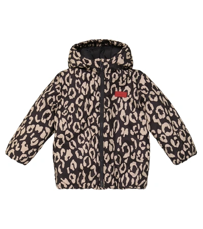 Shop Kenzo Hooded Leopard-print Jacket In Grey