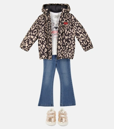 Shop Kenzo Hooded Leopard-print Jacket In Grey
