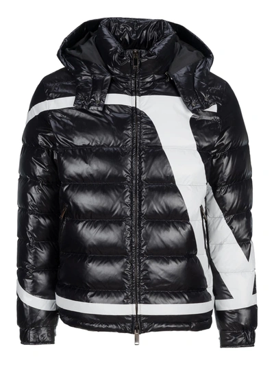 Shop Valentino Vlogo Hooded Puffer Jacket In Black