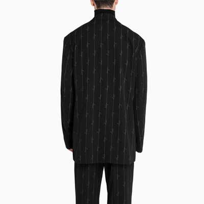 Shop Balenciaga Logo Stripe Blazer In Black