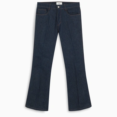 Shop Ami Alexandre Mattiussi Dark Blue Flared Jeans