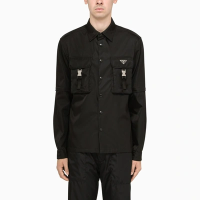 Prada Re-nylon Convertible Shirt In Black | ModeSens