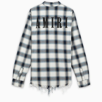 Shop Amiri Navy Checked Shirt In Blue