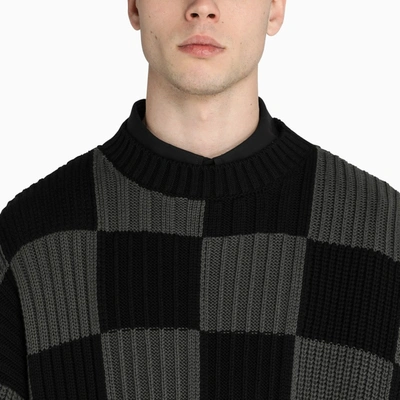 Shop Balenciaga Black/grey Checked Sweater