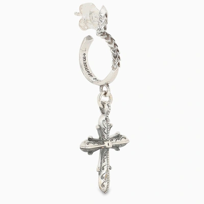 Shop Emanuele Bicocchi Silver Cross Single Earring In Grey