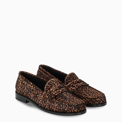 Shop Saint Laurent Pony-effect Loafers With Leopard Print In Brown