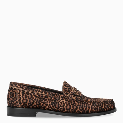 Shop Saint Laurent Pony-effect Loafers With Leopard Print In Brown