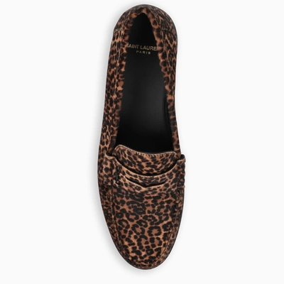 Shop Saint Laurent Pony-effect Loafers With Leopard Print In Brown