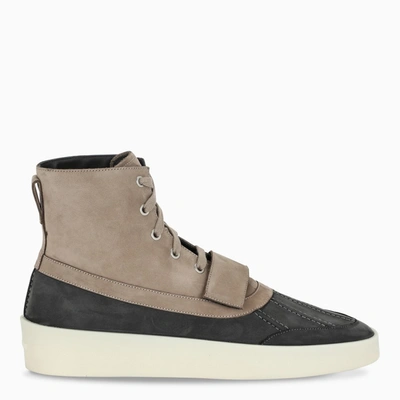 Shop Fear Of God Taupe/black Suede Duck Boots In Beige