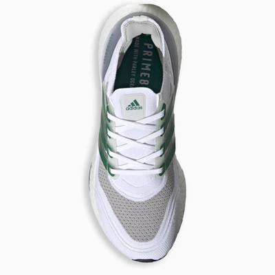 Shop Adidas Originals White/green Ultraboost 21 Sneakers