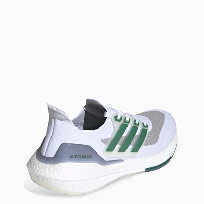 Shop Adidas Originals White/green Ultraboost 21 Sneakers