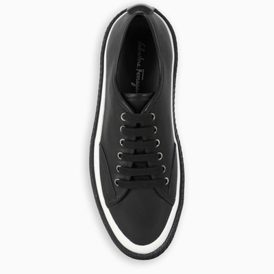 Shop Ferragamo Black Sneakers With Texturized Sole