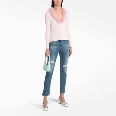 Shop Blumarine Slim Jeans With Crystal Detail In Blue