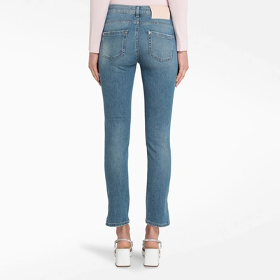 Shop Blumarine Slim Jeans With Crystal Detail In Blue