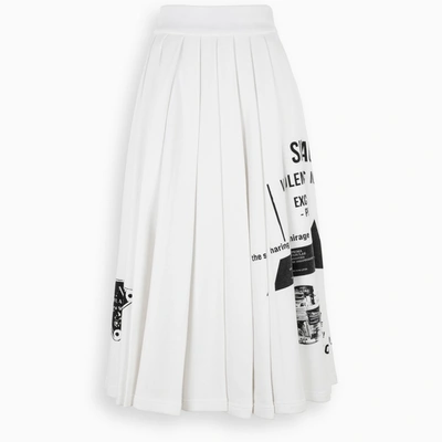 Shop Prada White Cotton Pleated Skirt