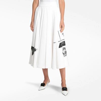 Shop Prada White Cotton Pleated Skirt
