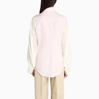 Shop Loewe Pink Blouse With Curled Sleeves Detail In Multicolor
