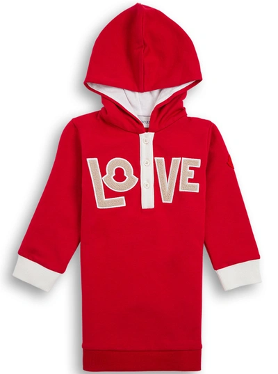 Shop Moncler Enfant Love Patch Hoodie Dress In Red