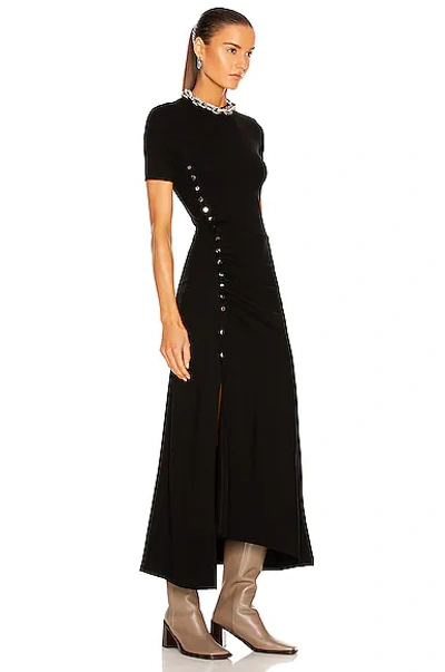 Shop Rabanne Ruched Snap Midi Dress In Black