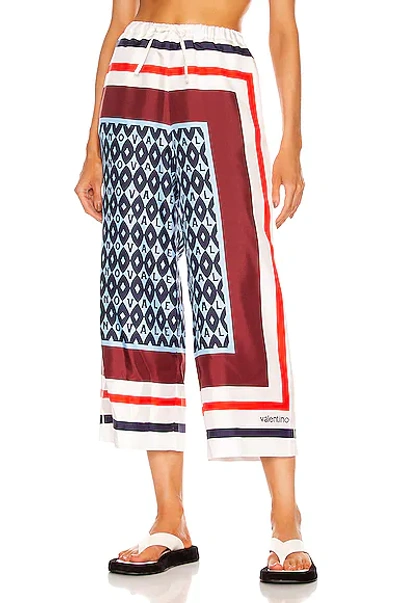 Shop Valentino Twill Foulard Archive Pant In Celeste & Blue