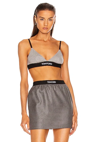 Shop Tom Ford Logo Bra In Grey Melange