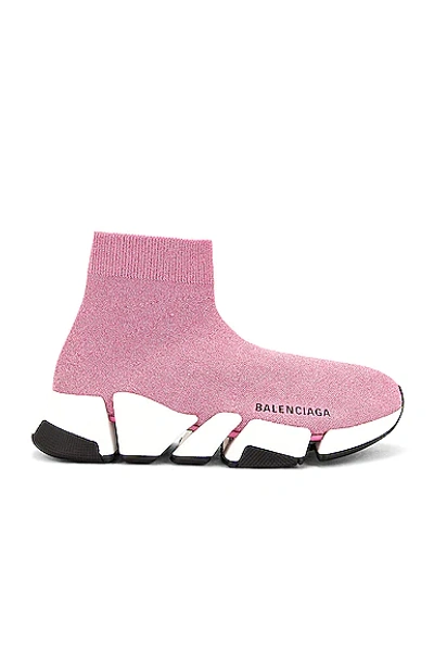 Luxury women's sneakers - Red glitter Speed Trainer Balenciaga