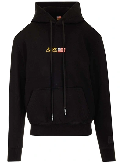 Shop Autry Logo Embroidered Hoodie In Black