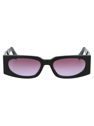 Shop Gcds Rectangular Frame Sunglasses In Black