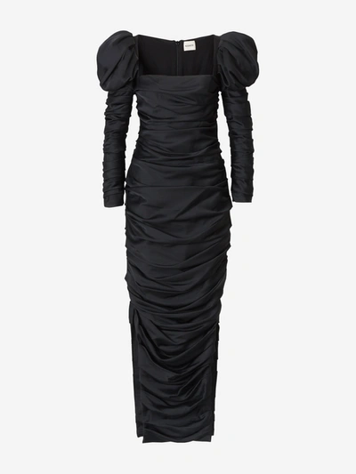 Shop Khaite Draped Shawna Dress In Black