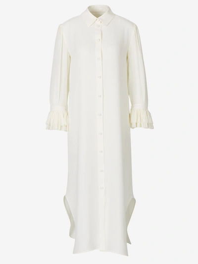 Shop Khaite Mari Buttoned Midi Shirt Dress In White