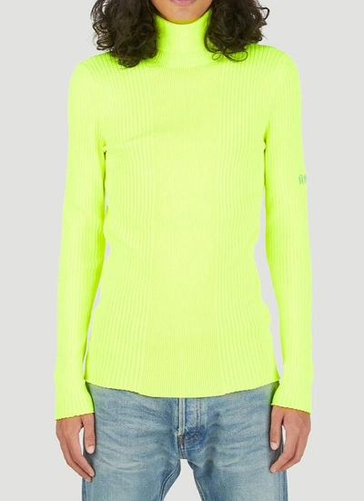 Shop Martine Rose Ribbed Turtleneck Sweater In Yellow