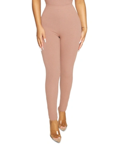 Shop Naked Wardrobe The Nw Solid Ribbed Leggings In Coco