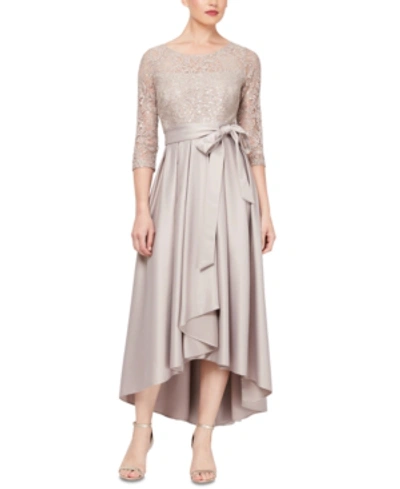 Shop Alex Evenings Sequined-bodice High-low Gown In Buff