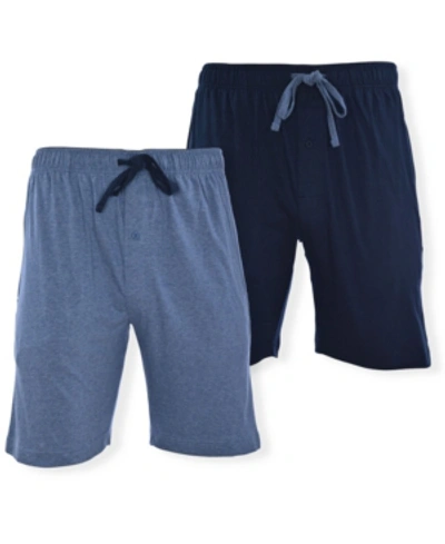 Shop Hanes Men's Big Knit Jam Shorts, Pack Of 2 In Navy, Blue Heather