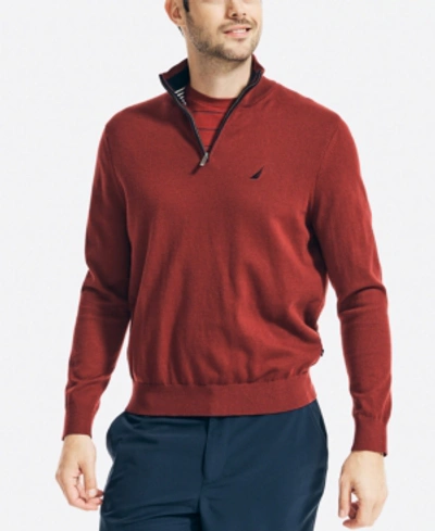 Shop Nautica Men's Navtech Quarter-zip Sweater In Deep Crimson