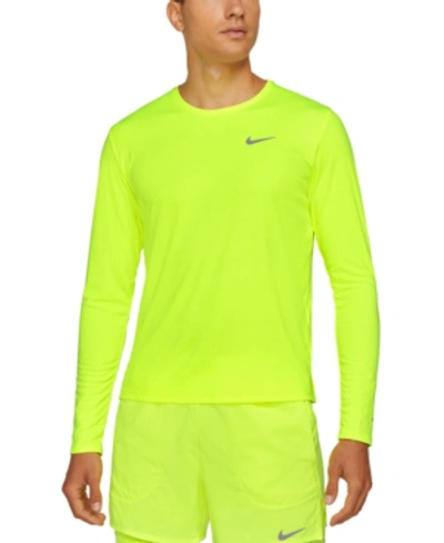 Shop Nike Men's Dri-fit Miler Running Shirt In Volt