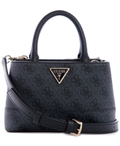 Shop Guess Cordelia Logo Mini Satchel In Coal Logo/pale Gold