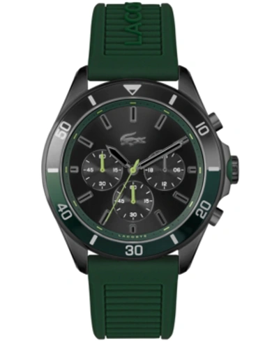 Shop Lacoste Men's Chronograph Tiebreaker Green Silicone Strap Watch 44mm