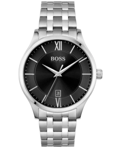 Shop Hugo Boss Men's Elite Stainless Steel Bracelet Watch 41mm In Silver