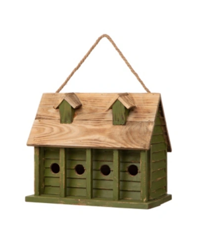 Glitzhome Oversized Distressed Cottage Birdhouse, 14.25" In Green