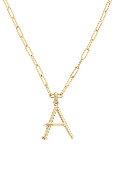 Shop Zoe Lev 14k Gold Large Nail Initial Necklace In Metallic Gold