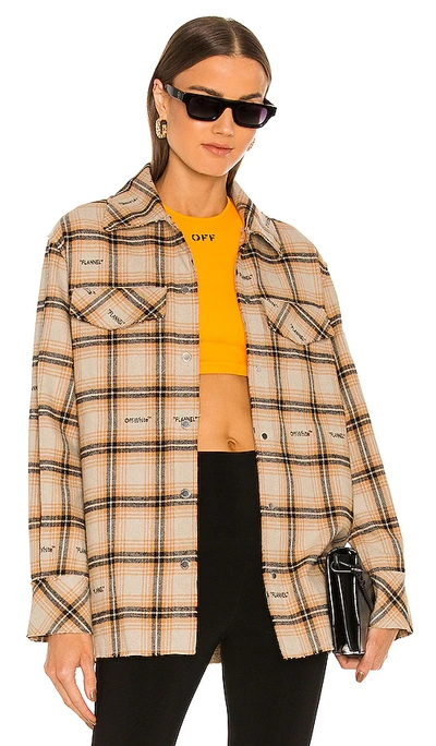 Shop Off-white Check Shirt Jacket In Beige
