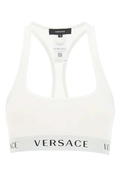 Shop Versace Sport Bra In Optical White (white)