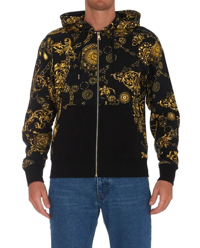 Shop Versace Jeans Couture Regalia Baroque Print Hoodie In Black