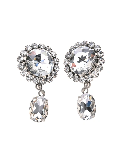 Shop Alessandra Rich Crystal-embellished Round Drop Earrings In White Silver